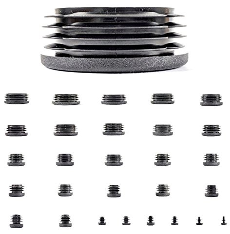 50mm Round Tube Inserts, Pack of 4 Black Plastic End Caps (See Second Image for Ordering Guide) - Made in Germany