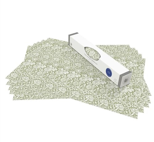 The Master Herbalist William Morris UNSCENTED & WIPE CLEAN Drawer Liners in SAGE GREEN - Perfect for Kitchen Drawers, Shelves, Cupboards & Cabinets