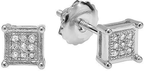 Dazzlingrock Collection 0,05 Karat (ctw) runde weiße Diamant Hip Hop Iced Ohrstecker für Herren (Farbe I-J, Reinheit I2-I3) in platiniertem Sterlingsilber, Natürlicher weißer Diamant 925 platiniertes