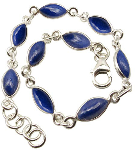 SilverStarJewel 925 Sterling Silber Natürlich Lapislazuli Armband 20,07 cm Modeschmuck Frühlingsferien Ersparnisse