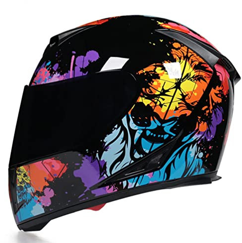 Integralhelm Motorrad mit Doppelscheibe Stilvoller Rennhelm mit Schnellverschluss Casco Moto Motorradhelme Herren / Damen Integralhelm