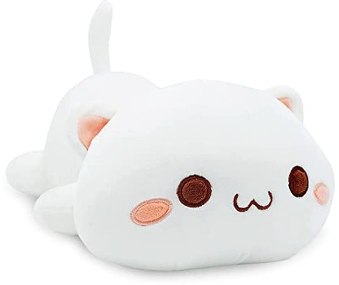 Zaloife Plüschtier Katze, Plush Plüschfigur 40cm, Stofftier Plüsch, Kuscheltier Puppe Geschenk für Kinder（Weiß）