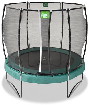 EXIT Toys Allure Premium Rundes Trampolin - ø253cm - Extra Lange Federn für erfahrene Springer - Mit Fußschutzsystem - Premium-Sicherheitsnetz - Wasserabweisend - Starkes kleines Trampolin - Grün