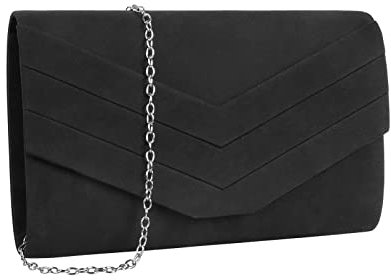 Creaher Clutch Schwarz Damen, Clutch Bag Elegante Abendtasche Hochzeit Tasche Crossbody Schultertasche Unterarmtasche Mädchen für Abschlussball Wedding Party