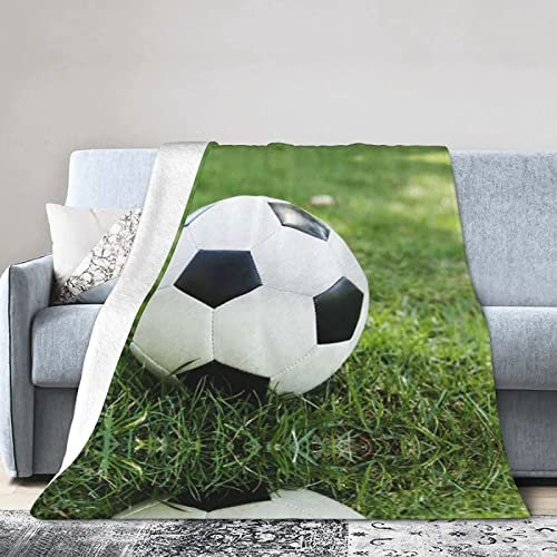 3D Kuscheldecke 150x200 Fußball Warme Decke Thema Sport Flanell Fleecedecke Grün Flauschig Weich Wohndecke für Sofadecke Couchdecke Sofaüberwurf Bettüberwurf