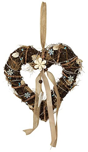 Corona moderna in vimini con decorazione floreale, 27 x 30 cm