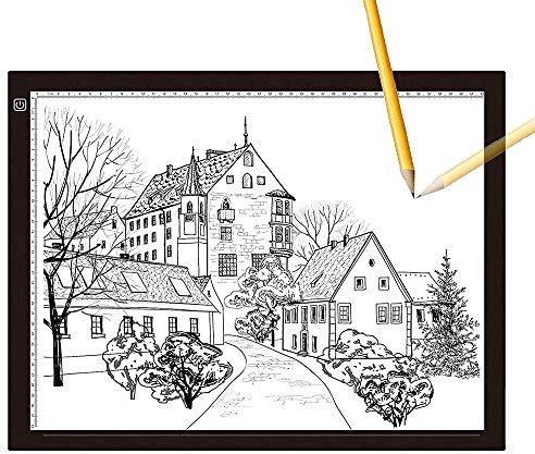 Drumm Leuchttablett A3, LED Leuchttisch zum Zeichnen, 5 mm, LED Copy Light Box, Lichttisch ultradünn mit verstellbarer Helligkeit, mit USB-Kabel zum Zeichnen, Skizzieren mit Skala