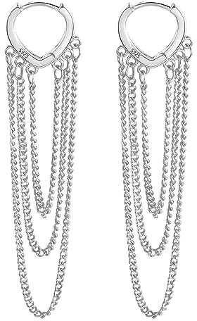 Silber 925 Ohrringe Lange Ohrsteck Einfädler Quasten Kette Tropfenohrringe