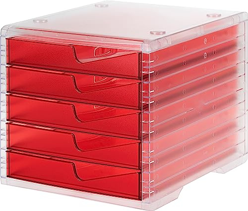 styro® 275 Schubladenbox styroswingbox light - transparent/cranberry