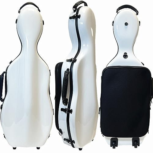HDYNUZ 15-17 Bratschenkoffer mit Notentasche, Leichter Rucksack, Kohlefaser-Bratschenkoffer, verstellbare Größe mit Bodenrad und Notentasche (Color : White)