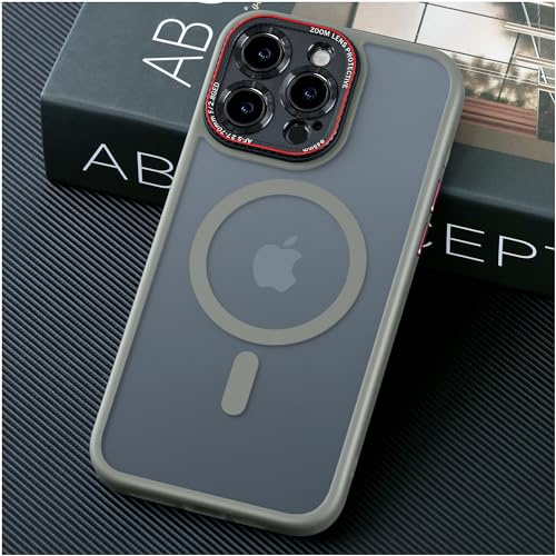 JUESHITUO Verteidiger Serie für iPhone 15 Pro Hülle für MagSafe (Mit Integrierter Kameraschutz) [TOP N56 Starke Magnete] Stoßfest Kratzfest Matt Handyhülle iPhone 15 Pro Case Titan Natur - 6,1
