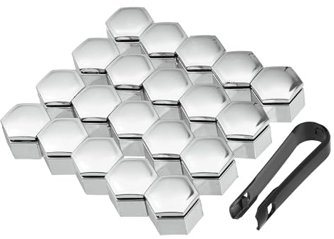 Uxcell 20 Pcs Wheel Lug Nut Cap for Land Rover Range Rover 22mm Silver Tone