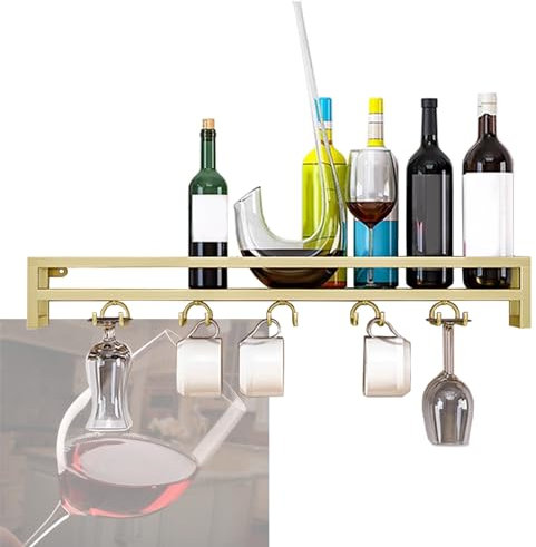 whalebee Weinglashalter Metall 5/7/9 Rail Weinglashalterung, Wandregale Länge 60cm 80cm 100cm Regale Platz Sparend Glashalter Weinglas Halterung Für Hausbar, Küche, Bar, Aufbewahrungsregale