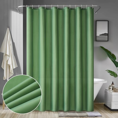 MIULEE Duschvorhang 150x180 cm Grün Wasserdicht Anti-schimmel | Shower Curtain Textil Waschbar Schnelltrocknend Badezimmer für Badewanne und Dusche Duschvorhänge mit 10 Duschvorhangringe