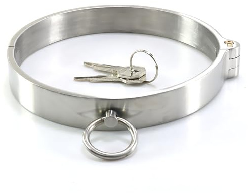 Edelstahl Halsband Mit Metallkette und Ring Abschließbar SM Metall Halsreif/Halsfessel Sklave Hals Kragen Ring Cosplay SM Bondageset Fessel Set Erwachsene Spiel Sex Spielzeug für Paare Männer Frauen