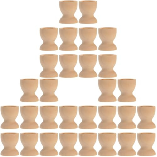Zerodeko 60 Pcs Egg Container Desk Top Decor Glass Display Shelf Bulk Kids Toys Tabletop Decor Wooden Egg Stand Easter Egg Cup Stackable Wood Egg Holder Egg Cups Child Blank Egg Tray