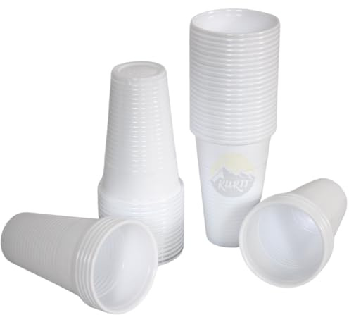 KURTT Trinkbecher - Einwegbecher, 1000 Stück, 0,2 Liter, weiß, ideal für Partys wie - Geburtstage - Hygienebereiche - hochwertige Kunststoffbecher - Partys - Catering - Hochzeit - Events