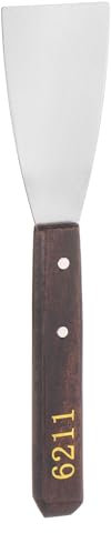sourcing map No.6211 Painting Palette Knife Stainless Steel Flat Large Spatula Pallet Knife Metal Scraper with Wood Handle for Oil Acrylic Paint Canvas Color Mixing Spreading