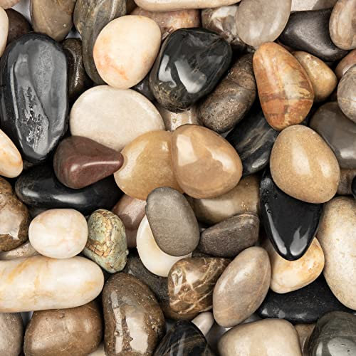 Ausluru Mix di rocce naturali di fiume, 2,3 kg, ciottoli lucidati per piante da giardino, pietre decorative miste, ideali per acquari, vasi, artigianato, decorazioni per la casa e giardini