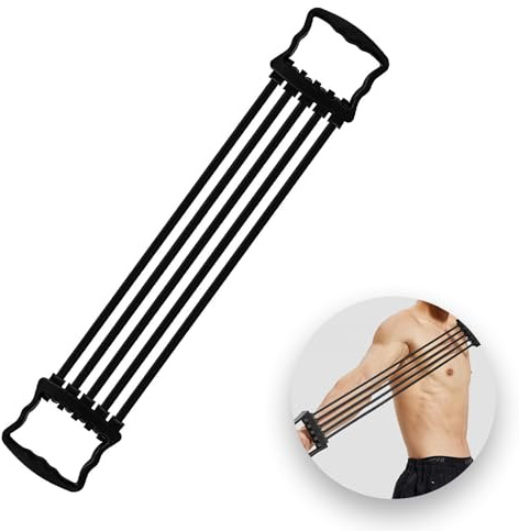 Fleymu Expander Fitness Muscle Pull Exerciser bröstmuskler träningsutrustning bröst expander axeltränare bröst expander fitness för hemmet, gym, axel, armmuskelträning som används (svart)