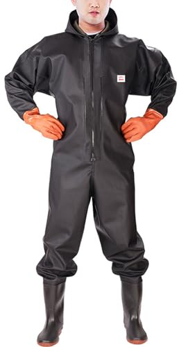 Wansiman Corpo Intero Trampolieri con Stivali,Pesca Waders con Cappello,Scafandro,Impermeabile,Traspirante,Unisex,Uomo e Donna,per Amanti Pesca,Caccia,Giardinaggio,Pescator,Sport all'Aria Aperta