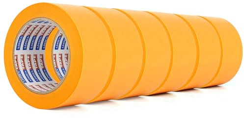 Adesivo 6 Rotoli Nastro Carta Nastro per mascheratura Carta Gommata 50mm x 50m, Resistente ai raggi UV per 7 giorni, Nastro Carrozziere Nastro Adesivo per Pittura per Precise Verniciatura