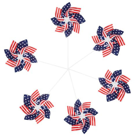 Supvox 6stücke Garten Windmühlen Patriotic Pinwheels Für Dekoration Windräder Für Garten Und Balkon Bunte Deko Für Partys Und Feierlichkeiten