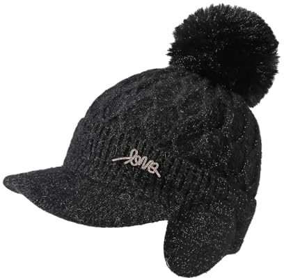 LY4U Chapeau de Baseball pour Dames d’Hiver, Bonnets pour Femmes, Chapeau Thermique de Mode pour Le Froid, Chapeau Cadeau de Noël Idéal, Noir