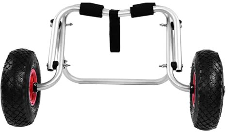 BAFOVY Carro de Transporte para Kayak, Carro de Transporte para Canoa de Aleación de Aluminio con Capacidad de Carga de 80 Kg, Ruedas de Goma de 10 Pulgadas y Almohadillas de Espuma