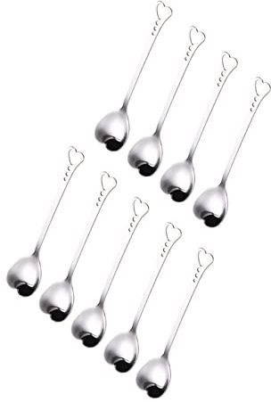 BESTOYARD 9pezzi Cucchiaio da Caffè in Acciaio Inossidabile Forma di Cuore Cucchiaio Creativo per Mescolare Cavi Stoviglie per Caffè Tè Dessert e Snack Dolci per Uso Quotidiano