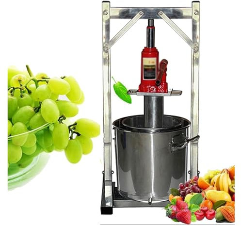 DXYOYONGOZ Weinpresse, Beerenpresse, Obstpresse, 12 l verdickte hydraulische Saftpresse, Handpresse mit Zwei Edelstahlfässern for die Herstellung von Obstwein