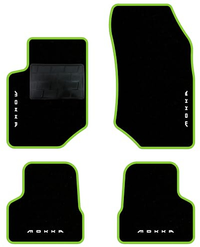QUEMAR Autofußmatten kompatibel mit Opel Mokka und Mokka-e ab 2021/ Maßgeschneidertes Teppich- und Gummifußmatten-Set (2 vordere + 2 hintere)/ Personalisierte Stickereien und Farben (Bord V.Acid, 4