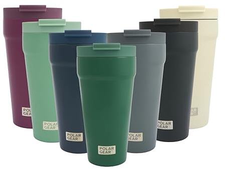 Polar Gear 470ml Coffee Cup Travel Mug, Insulated Coffee Cup w/Closure Lid | Reusable travel mug, leakproof screw-closure lid, durable 304 stainless steel, double-wall insulation for secure everyday use