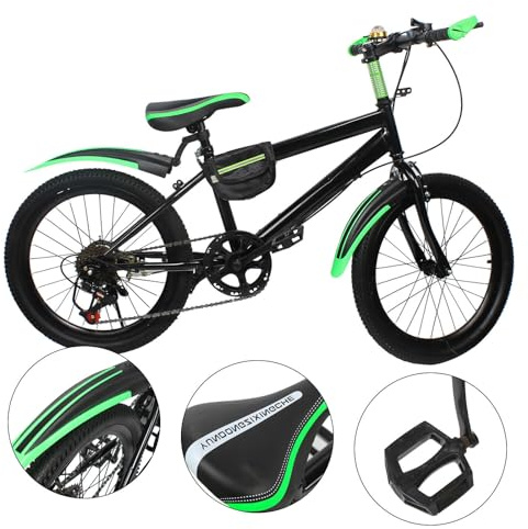 NiuLifeya Mountainbike, 20 Zoll, Kinderfahrrad, Mit Gangschaltung, Flaschenhalter, Kompassglocke, Schutzblech, Maximale Belastbarkeit 85 Kg, Geeignet FüR StraßEn Und Bergwege