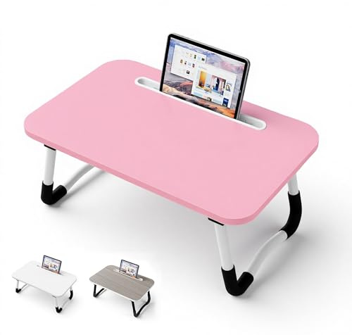 Petit Table de Lit pour Ordinateur - Plateau lit 48 x 30 cm pour Plateau de Petit-Déjeuner, Manger, Lire, Écrire, Travailler, Support pour, Canapé, Bureau et Maison (Red)