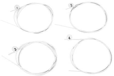 4PCS Ukulele String Premium Nylon Ersatz Saiten mit warmem reichem Timbre für professionelle Künstler und Anfänger Standardgröße weißes Instrumentenzubehör