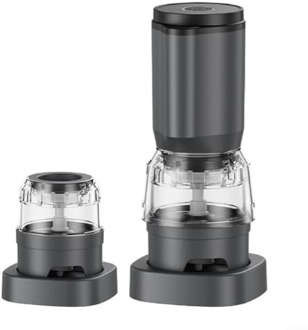Rechargeable Electric Pepper Grinder with Adjustable Coarseness, 1300mAh Battery, USB Charging and Spice Storage for Salt, Herbs and Seasoning (Grey)