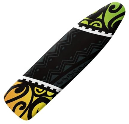 Copriasse da Stiro Universale 120x40 Giallo, Verde, Nero Resistente al Calore - Cordoncino di Fissaggio e Stretch-System - per Tutte Le Assi da Stiro, Facile da Cambiare