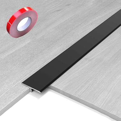 Bande De Seuil，Profilé De Transition En T Aluminium，longueur 50 55 60 65 70 75 80 95 110 150cm Barre Profilé De Transition Sol Pour Moquette, Carrelage Et Lames De Stratifié(Noir,2x135cm)