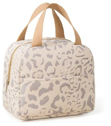 DOINEUFL Mini KüHltasche Klein, 6L Lunchtasche für Damen und Herren, Isoliertasche Lunch Bag Warm und Kalt Halten, Tragbar Lunchbag für Arbeit, Mittagessen, Schule, BüRo, Camping Oder Reise (Beige)