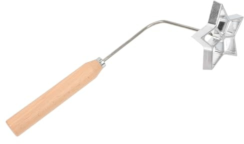 DOITOOL Moule à Frire en Aluminium Antiadhésif Manche en Bois, Moule à Timbales Étoile à Cinq Branches, Ustensile Cuisine pour Friture Maison, Outil de Cuisson pour Snacks Frits
