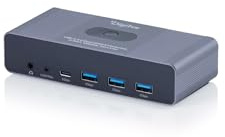 DIGITUS DS-12856 – Switch KVM USB-C – 2 PC 2 Monitor – 3X USB-A, 1x Tipo C 5 Gbit/s – 2X HDMI 2.0 UltraHD 4K 60Hz per Sistema – Jack da 3,5 mm – Telecomando con Cavo – Grigio