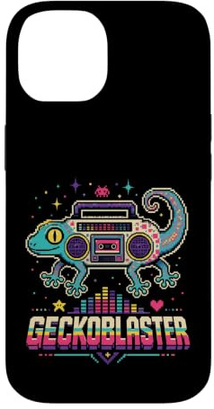 Geckoblaster Retro Gecko Boombox Music Années 80 Coque pour iPhone 14