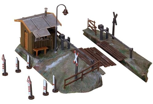 FALLER Feldwegübergang Modellbausatz mit 62 Einzelteilen 130 x 120 x 50 mm I Modelleisenbahn Zubehör H0 Gebäude I Modelleisenbahn H0 Übergang
