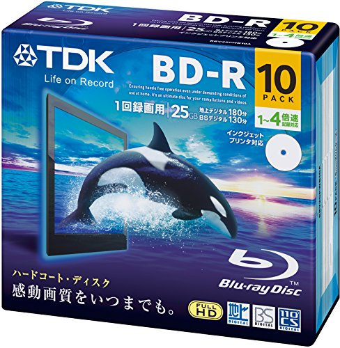 TDK Blu-ray BD-R duro | 25 GB 4 x Speed 10 Pack de Jewel Cases Printable (Japan Import)