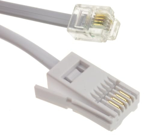 kenable 4 Wire BT Plug to RJ11 Crossover Telephone Cable for Modems White 2m