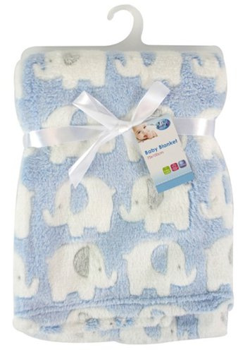 Baby Elephant Luxury Pram Blanket -Boy/Girl Options (75cm x 100cm) (Blue)