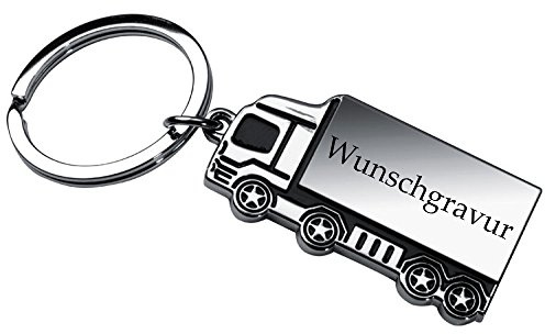 polar-effekt Schlüsselanhänger LKW aus Metall Personalisiert mit Gravur - Schlüssel-Anhänger Geschenkidee zum Geburtstag - Mitbringsel inkl. Geschenketui