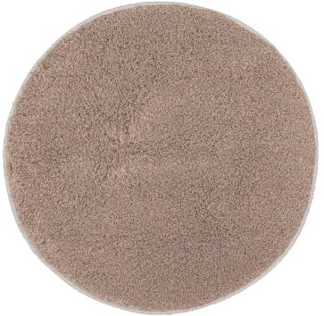 Kleine Wolke Badteppich Relax Taupe 100 cm rund | OEKO-TEX zertifiziert, rutschhemmende Unterseite, für Fußbodenheizung, maschinenwaschbar, 100% Polyacryl