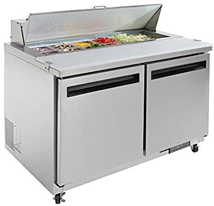 Polar U-Series Double Door Prep Counter Fridge 405Ltr, GD882, 405 Litre | Fits 12x 1/6 GN pans with an automatic defrost system, self-closing doors, and digital controls.